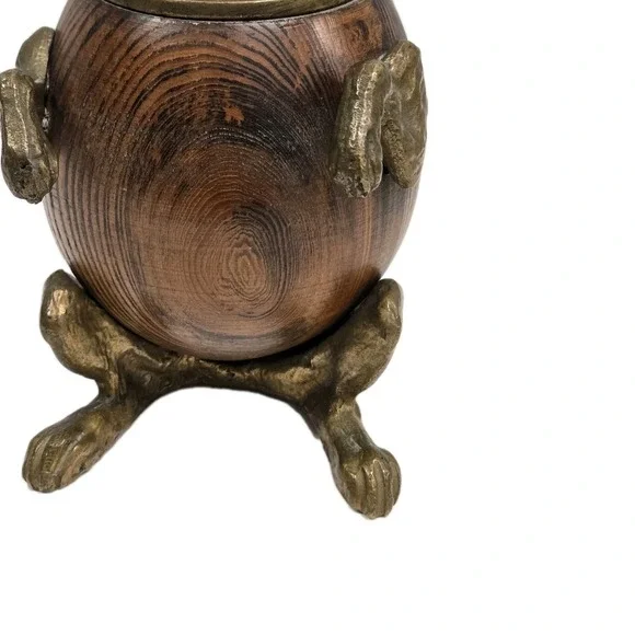 RABBIT TRINKET BOX VINTAGE ARTHUR COURT BRASS BRONZE WOOD DECOR Inkwell FIGURE - Picture 3 of 10